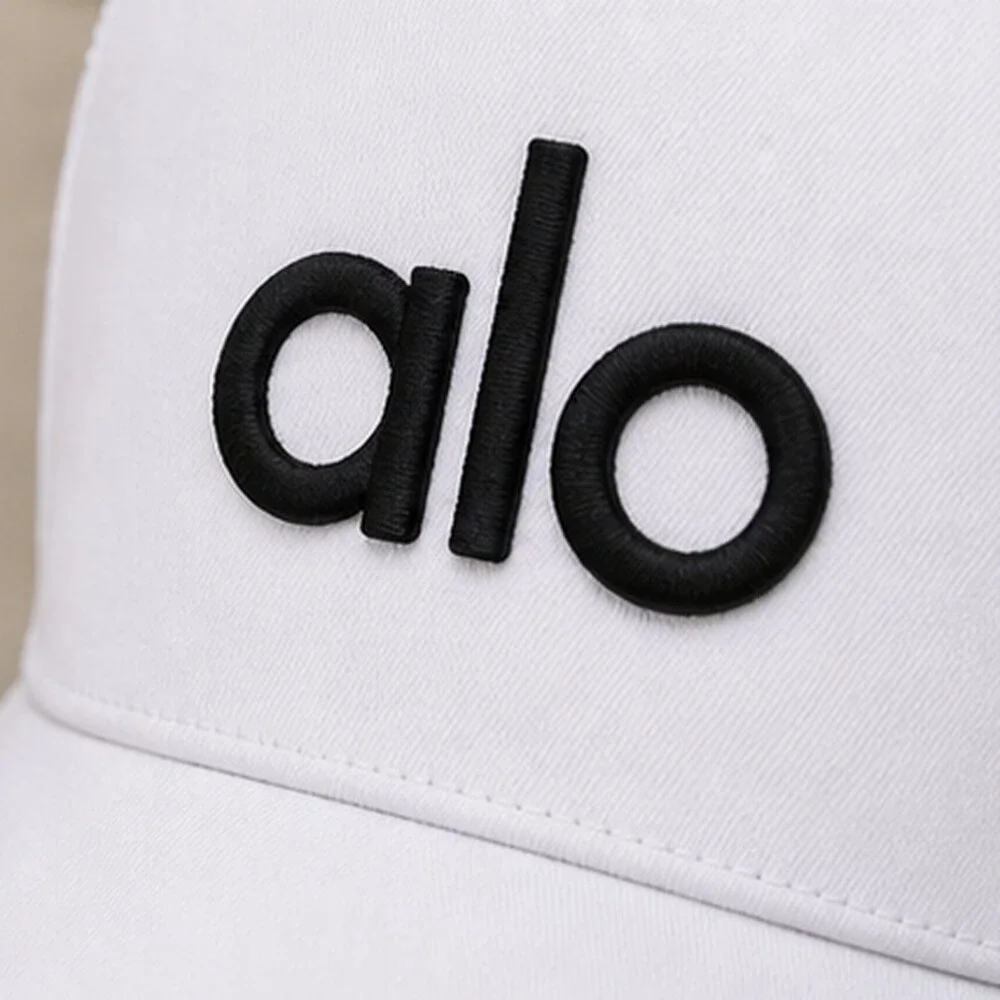 ALO Yoga White Black Travel Mesh Trucker Cap Hat Sporty